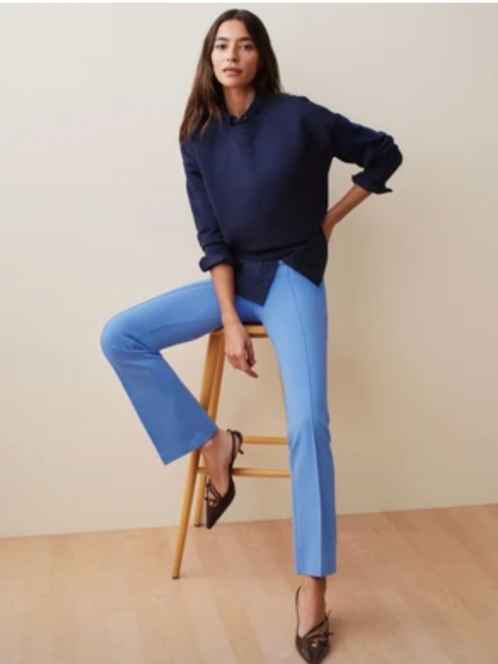 SPANXsupersmooth PerfectFit Aster Blue Ponte Kick Flare Pant with Pintuck. S